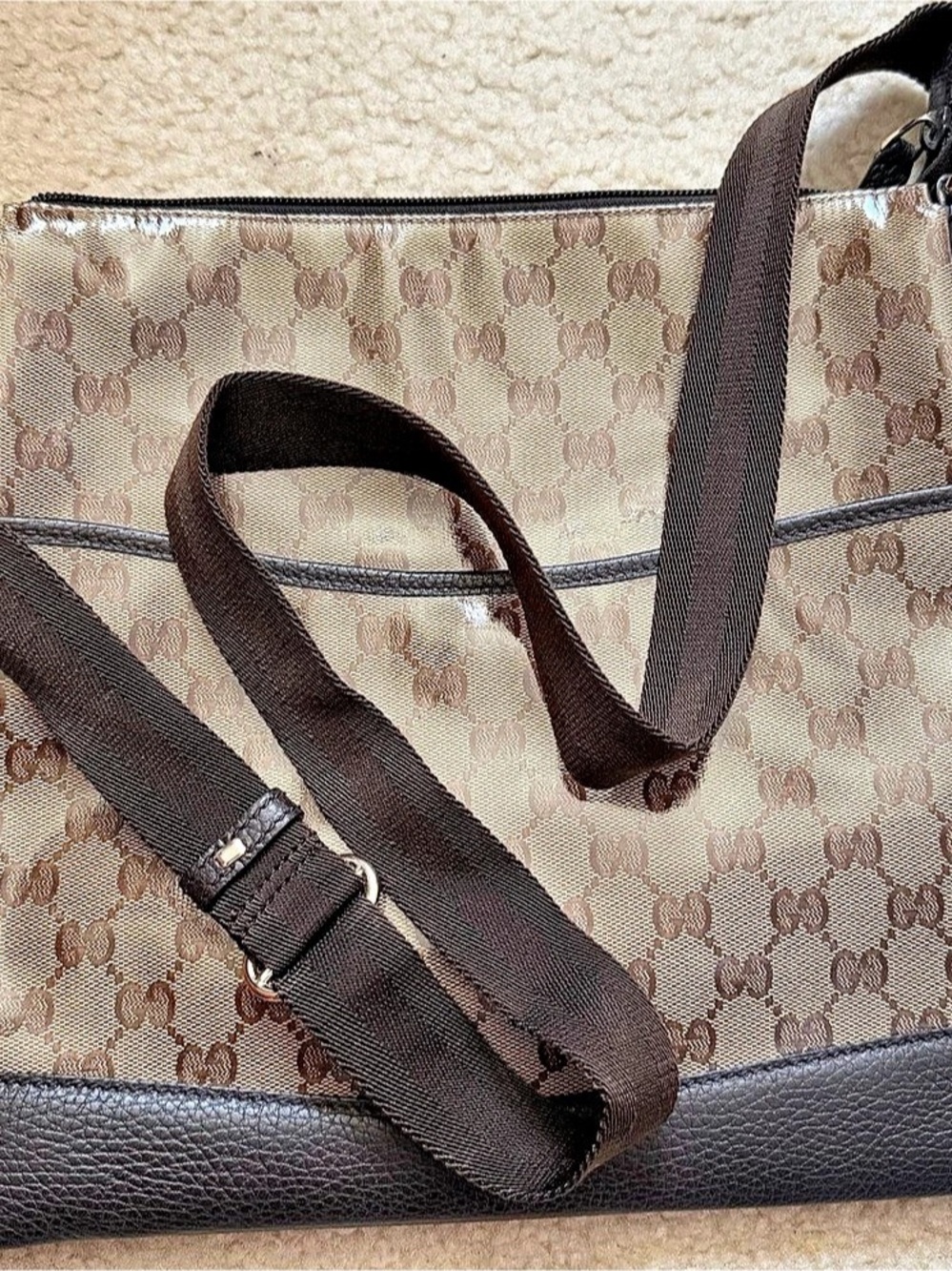 GUCCI Tote Bag in Brown & Beige
